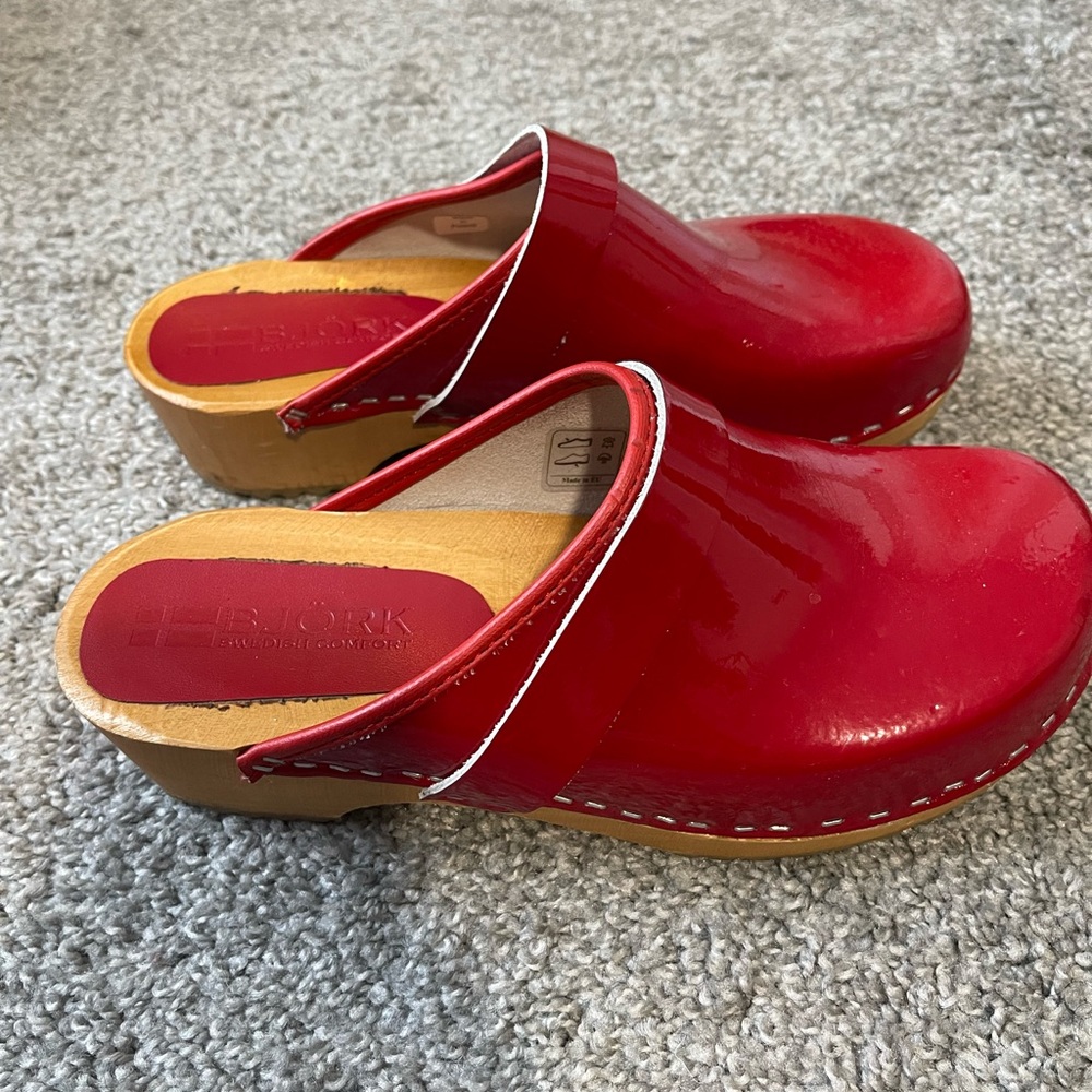 Bjork Swedish Comfort wooden clogs.